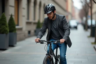 Deux-roues motorisé en stationnement dans un environnement urbain