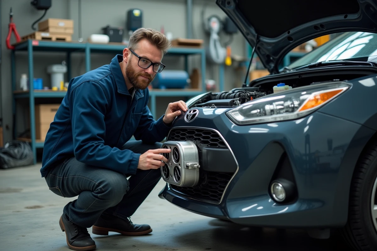 Ingénieur automobile inspectant un moteur pour évaluer la puissance en kilowatts et chevaux