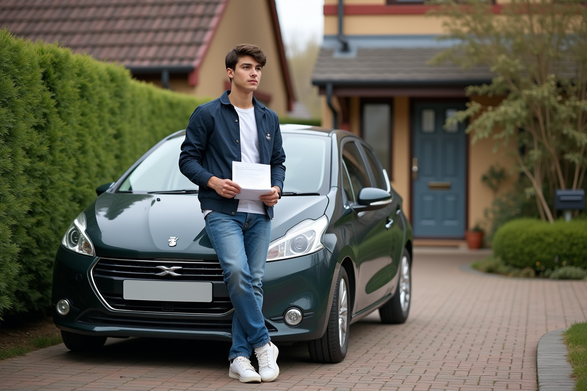 Adolescent avec voiture et papiers d