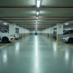 Parking souterrain propre et sécurisé en centre-ville de Colmar avec bornes de paiement et places délimitées