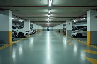 Parking souterrain propre et sécurisé en centre-ville de Colmar avec bornes de paiement et places délimitées