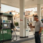 Station-service à Marseille avec pompes E85 et GPL bien visibles sous le auvent du carburant